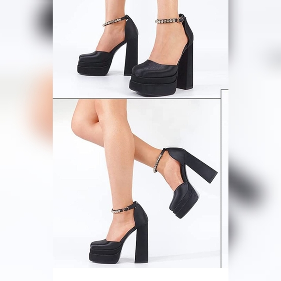 Shoes - nwt double platform satin chunky heels